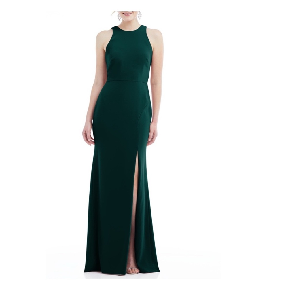 New Dessy Collection Evergreen Open Back Maxi Tie Back Dress Size 4 - Picture 4 of 5